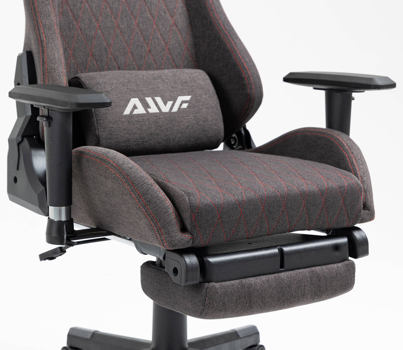 Fotel dla gracza gamingowy kubełkowy materiałowy ergonomiczny krzesło z podnóżkiem brązowy Modern