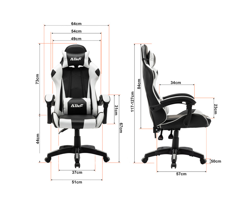 Fotel gamingowy krzesło dla gracza kubełkowy biurowy obrotowy czarno-biały Vito