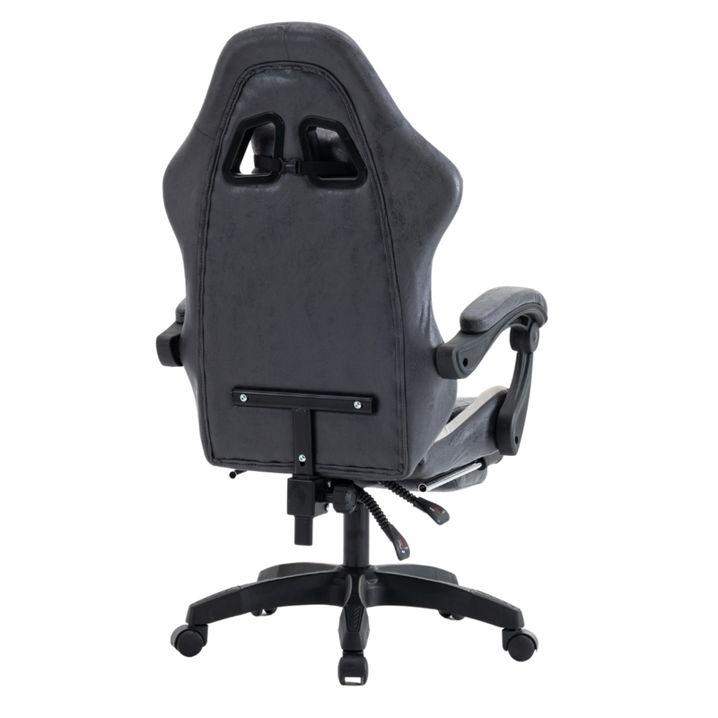 Fotel gamingowy z podnóżkiem ekoskóra krzesło dla gracza biurowy ergonomiczny czarno-szary Empo