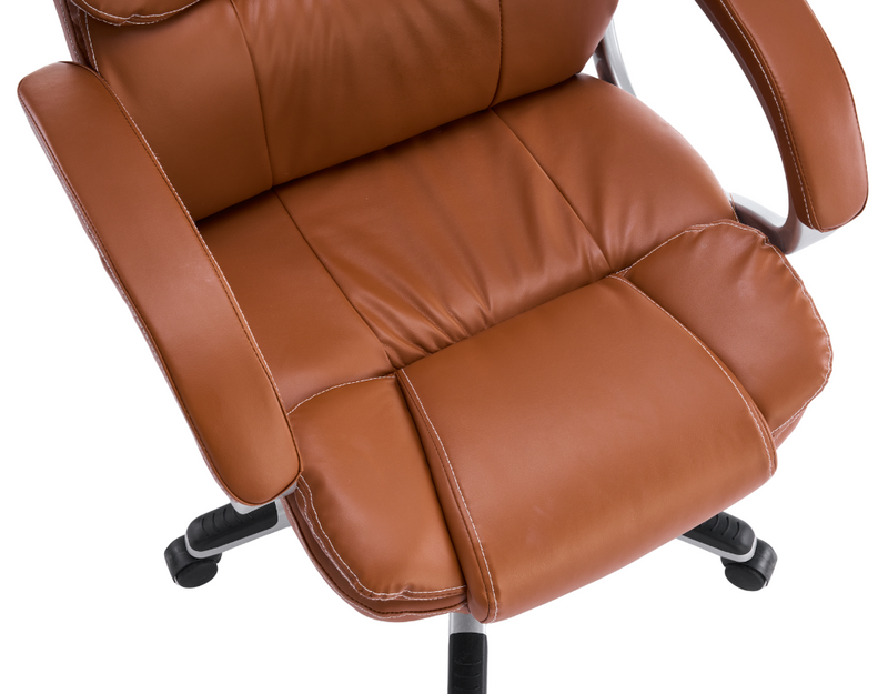 Fotel biurowy ergonomiczny obrotowy krzesło ekoskóra brązowy Grand