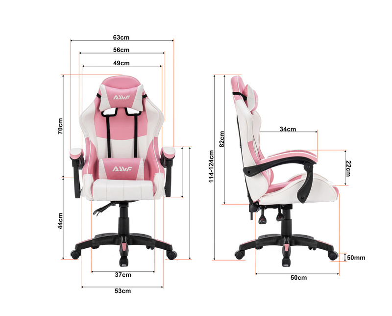 Fotel dla gracza gamingowy krzesło obrotowe biurowe biało-różowy Queen