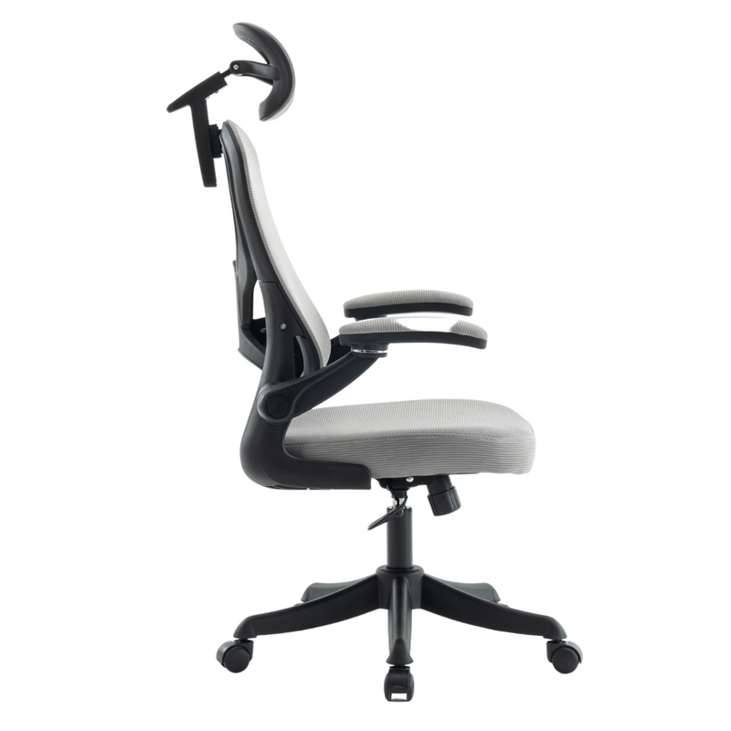 Fotel biurowy ergonomiczny obrotowy siateczkowy bujany krzesło szary Prime