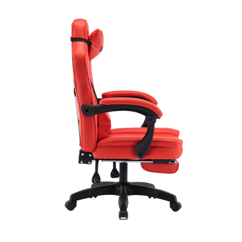 Fotel gamingowy z podnóżkiem ekoskóra krzesło dla gracza biurowy ergonomiczny czerwony Champion