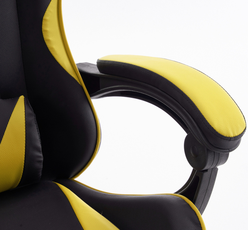 Fotel dla gracza gamingowy biurowy ergonomiczny z podnóżkiem krzesło obrotowe żółto-czarny Sienna