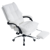 Fotel biurowy ergonomiczny obrotowy bujany krzesło z podnóżkiem ekoskóra biały Elegant