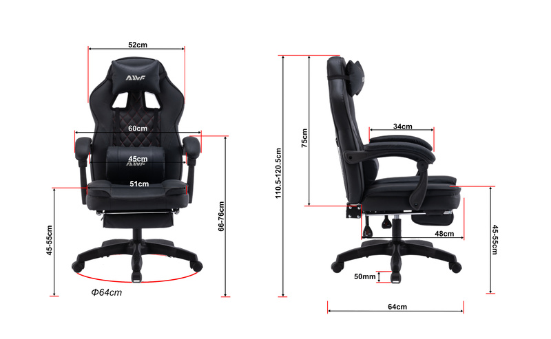 Fotel gamingowy z podnóżkiem ekoskóra krzesło dla gracza biurowy ergonomiczny czarny Champion