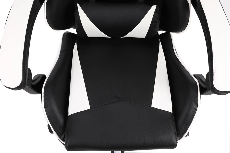 Fotel gamingowy krzesło dla gracza kubełkowy ergonomiczny biurowy biało-czarny Milan