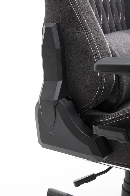 Fotel dla gracza gamingowy kubełkowy materiałowy ergonomiczny krzesło z podnóżkiem czarny Modern