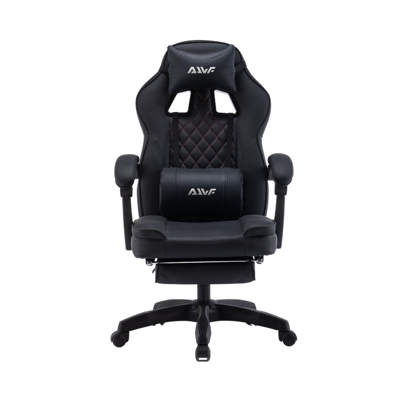 Fotel gamingowy z podnóżkiem ekoskóra krzesło dla gracza biurowy ergonomiczny czarny Champion