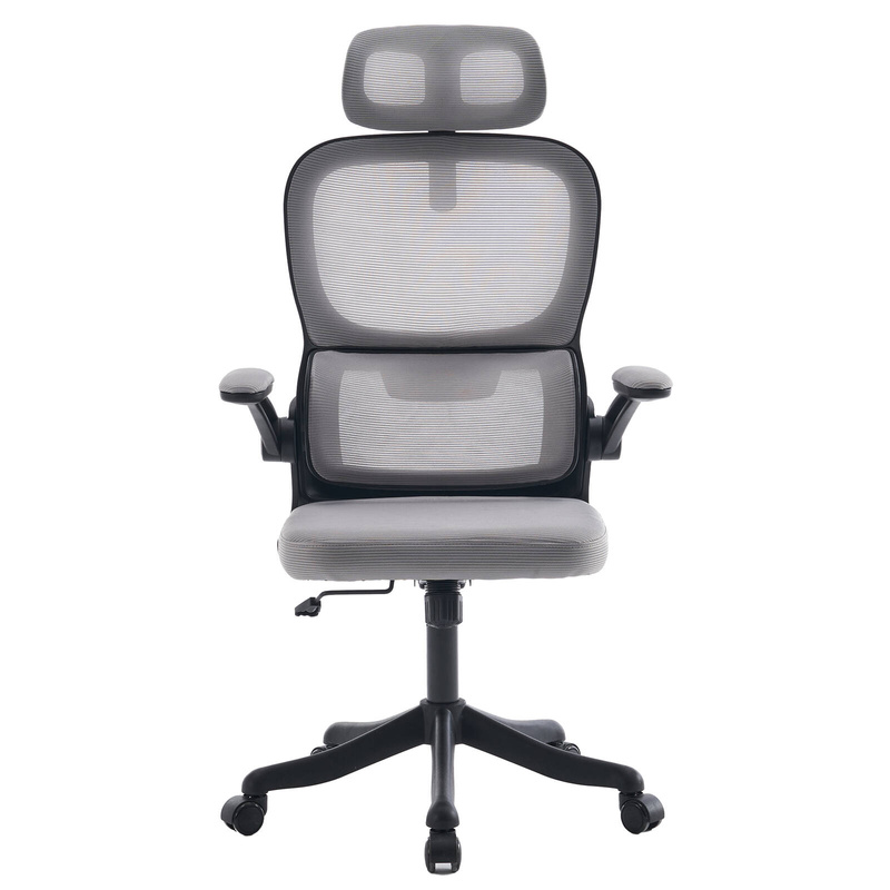 Fotel biurowy ergonomiczny obrotowy siateczkowy bujany szaro-czarny Classic