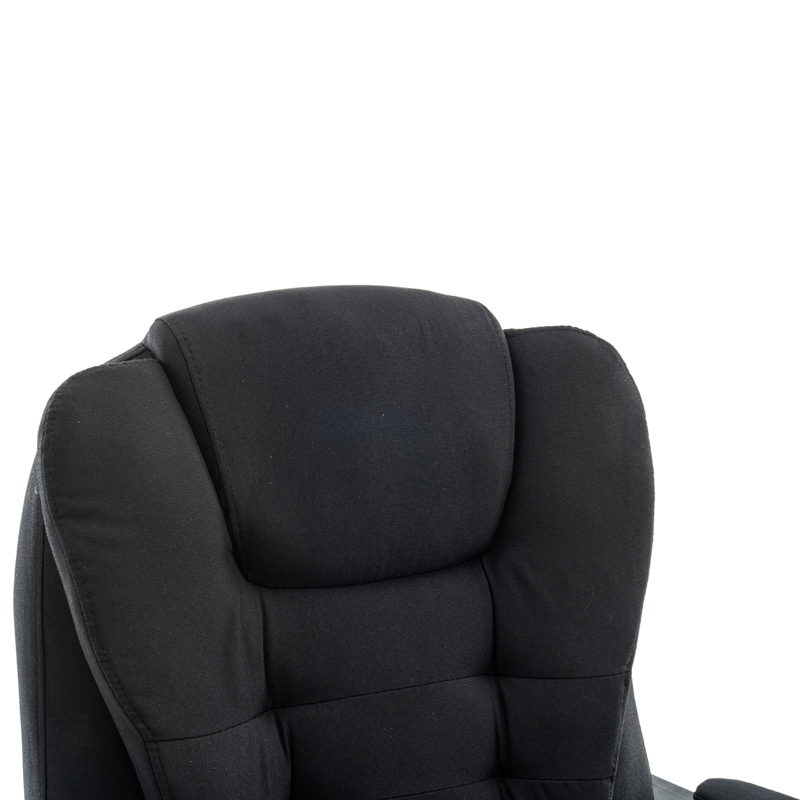 Fotel biurowy materiałowy ergonomiczny obrotowy krzesło z podnóżkiem FUNKCJA MASAŻU czarny Comfort Plus+