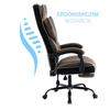 Fotel biurowy ergonomiczny obrotowy krzesło z podnóżkiem brązowy Premium