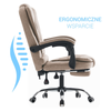 Fotel biurowy materiałowy ergonomiczny obrotowy bujany krzesło z podnóżkiem beżowy Comfort