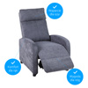 Fotel rozkładany wypoczynkowy relaksacyjny materiałowy ciemny szary Chuck