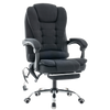 Fotel biurowy materiałowy ergonomiczny obrotowy krzesło z podnóżkiem FUNKCJA MASAŻU czarny Comfort Plus+