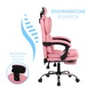 Fotel biurowy ergonomiczny obrotowy krzesło do biurka z podnóżkiem różowy Office