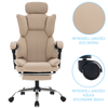 Fotel ergonomiczny biurowy obrotowy z podnóżkiem do biurka beżowy Office