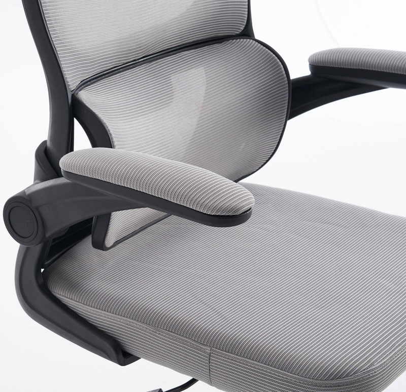 Fotel biurowy ergonomiczny obrotowy siateczkowy bujany szaro-czarny Classic