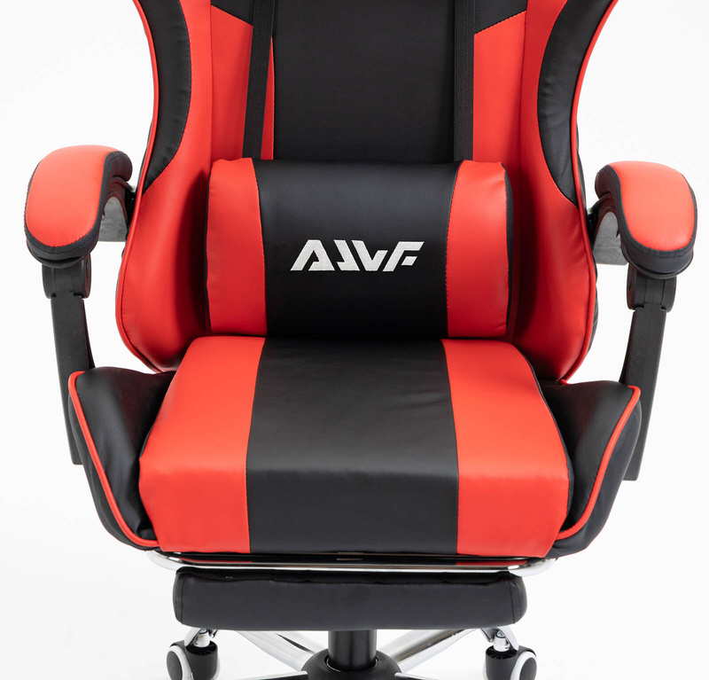 Fotel dla gracza ergonomiczny gamingowy obrotowy krzesło z podnóżkiem czerwono-czarny Boss