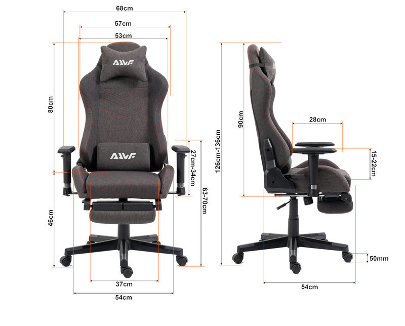 Fotel dla gracza gamingowy kubełkowy materiałowy ergonomiczny krzesło z podnóżkiem brązowy Modern