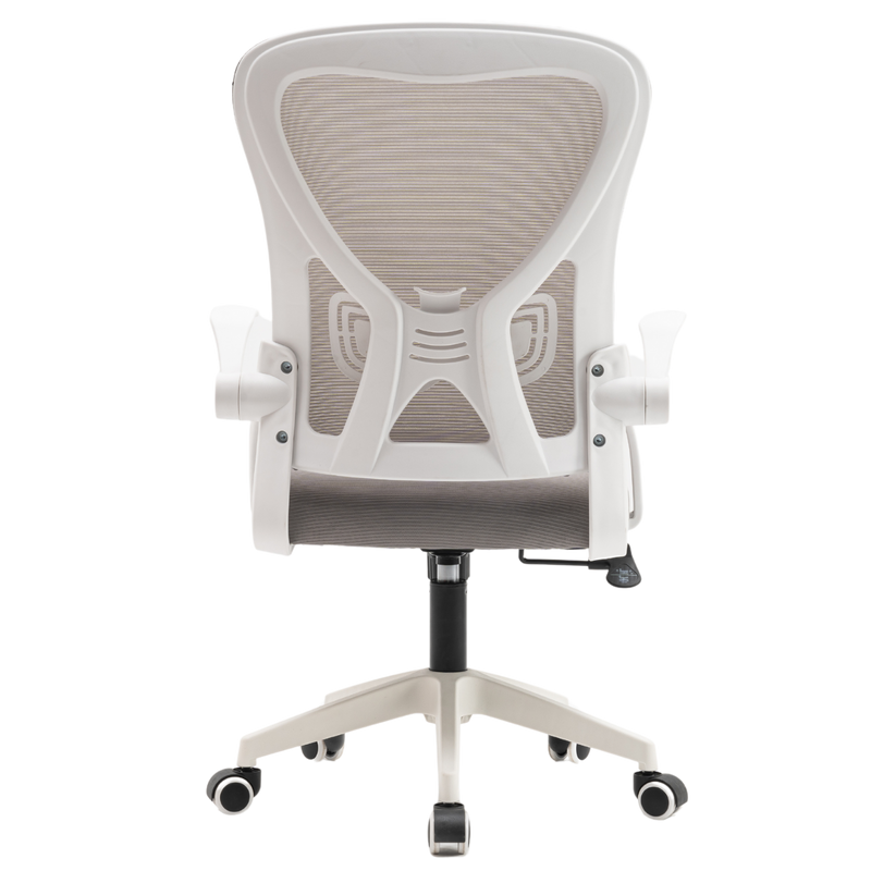 Fotel biurowy ergonomiczny obrotowy siateczkowy bujany krzesło biało-szary Simple