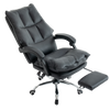 Fotel biurowy ergonomiczny obrotowy bujany krzesło z podnóżkiem ekoskóra czarny Elegant