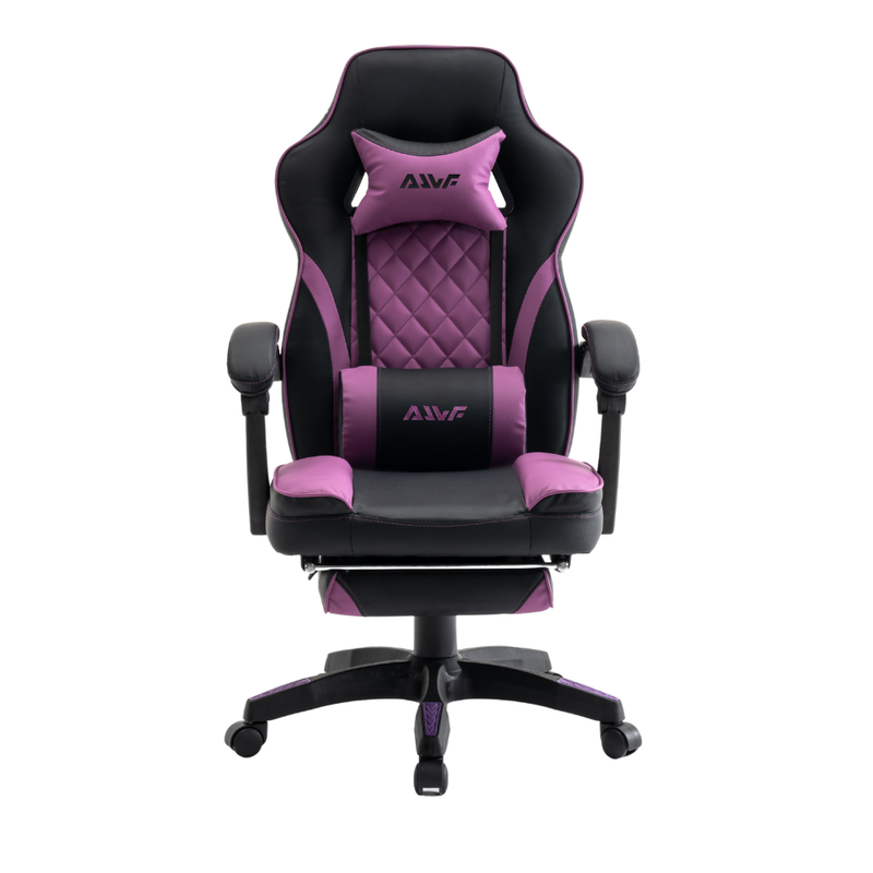 Fotel gamingowy z podnóżkiem ekoskóra krzesło dla gracza biurowy ergonomiczny czarno-fioletowy Champion