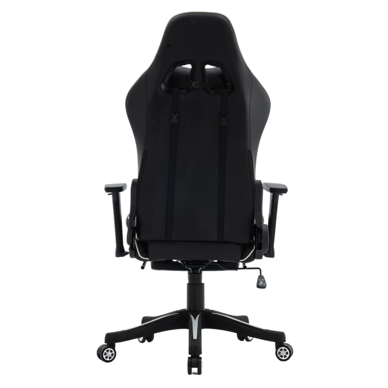 Fotel dla gracza gamingowy ergonomiczny krzesło z podnóżkiem biało-czarny Cyber