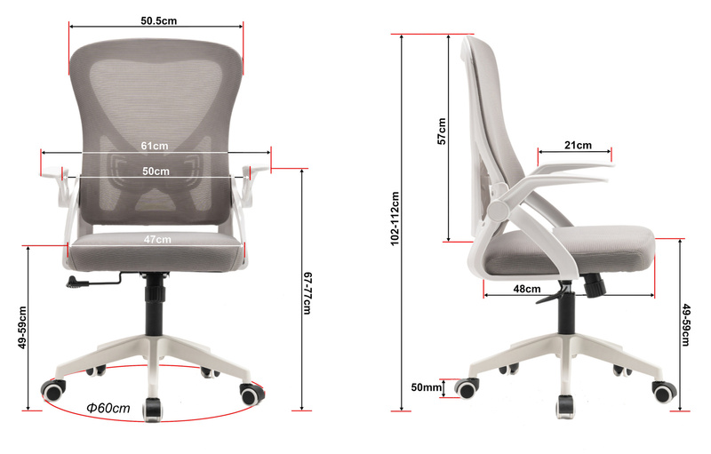 Fotel biurowy ergonomiczny obrotowy siateczkowy bujany krzesło biało-szary Simple