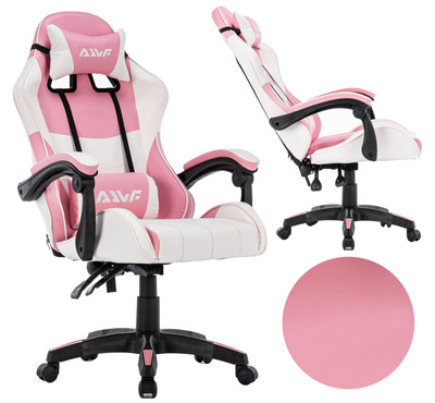 Fotel dla gracza gamingowy krzesło obrotowe biurowe biało-różowy Queen