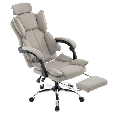 Fotel ergonomiczny biurowy obrotowy z podnóżkiem do biurka szary Office