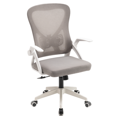 Fotel biurowy ergonomiczny obrotowy siateczkowy bujany krzesło biało-szary Simple