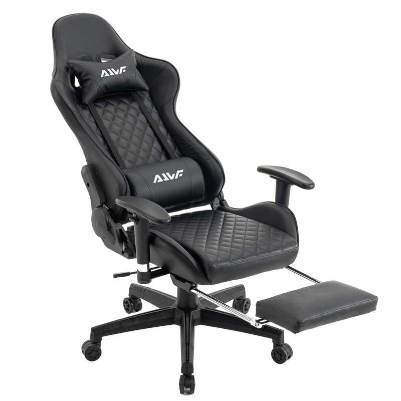 Fotel dla gracza gamingowy ergonomiczny krzesło z podnóżkiem czarny Zeus Carbon