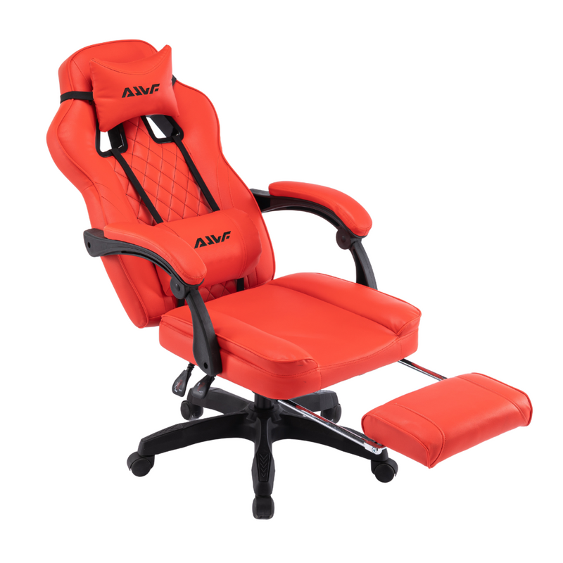 Fotel gamingowy z podnóżkiem ekoskóra krzesło dla gracza biurowy ergonomiczny czerwony Champion