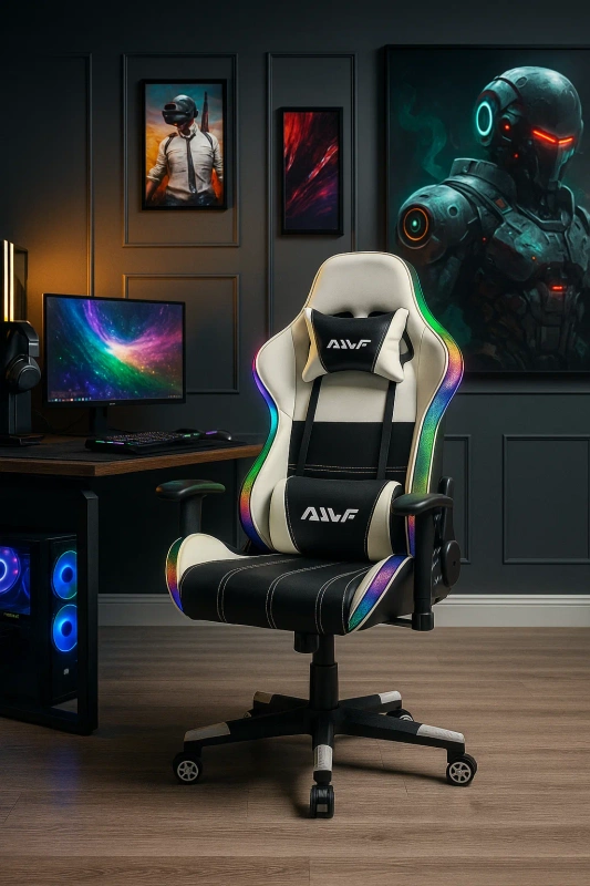Fotel dla gracza gamingowy z głośnikami ergonomiczny krzesło z funkcją leżenia z podświetleniem LED Best