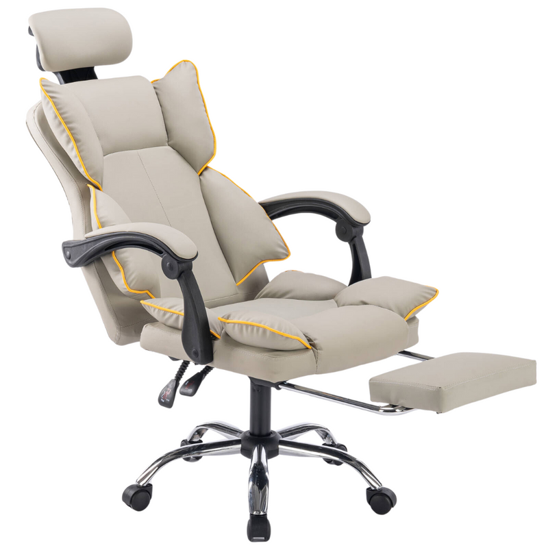 Fotel ergonomiczny biurowy obrotowy z podnóżkiem do biurka Khaki Gold Office