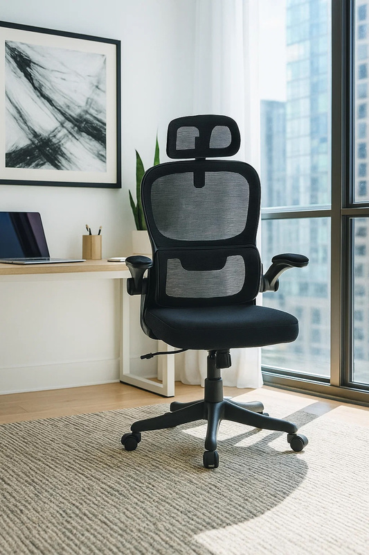 Fotel biurowy ergonomiczny obrotowy siateczkowy bujany krzesło czarny Classic