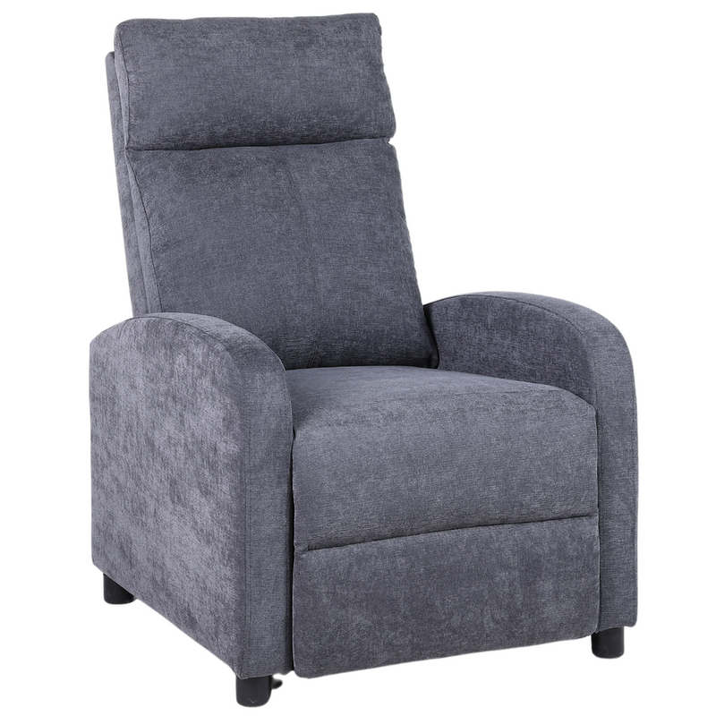 Fotel rozkładany wypoczynkowy relaksacyjny materiałowy ciemny szary Chuck