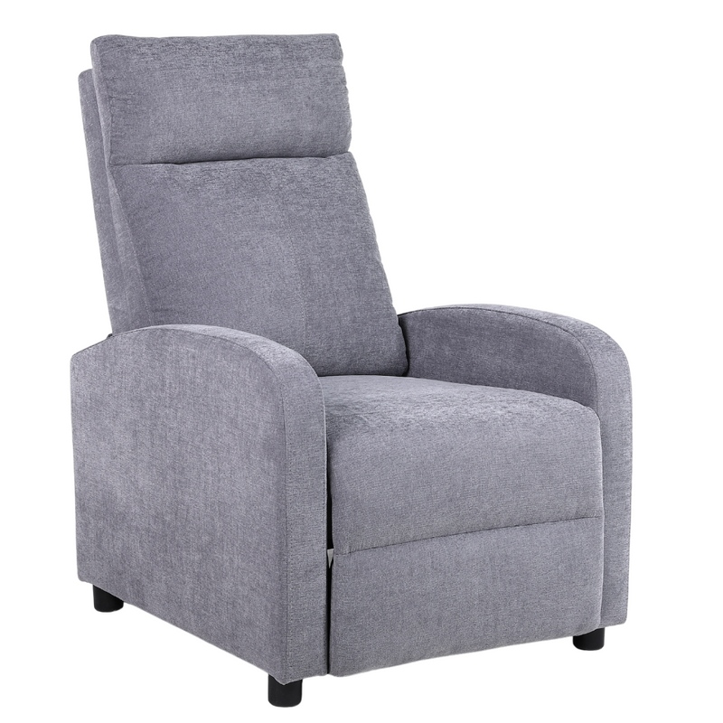 Fotel rozkładany wypoczynkowy relaksacyjny materiałowy jasny szary Chuck